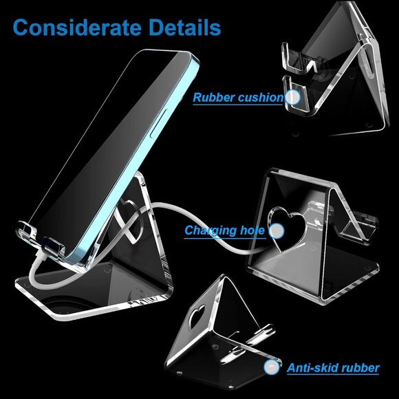 Acrylic Cell Phone Stand, Portable Phone Holder, Clear Phone Stand for Desk, Com - Picture 3 of 7